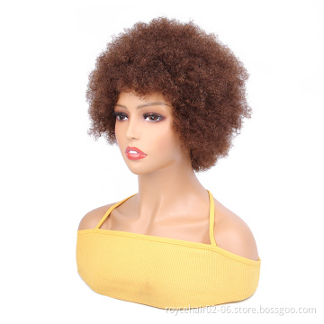 Free Sample Virgin Remy Human Hair Short Afro Kinky Curly Glueless African Wig for Black Women